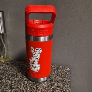 YETI Red and Silver Graphic Water Bottle